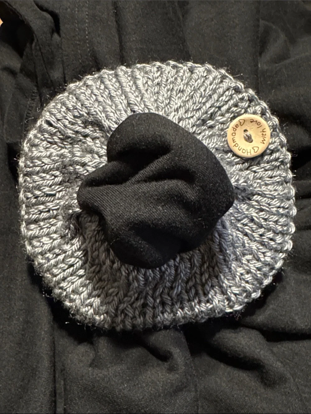 Handmade Knit Hair Scrunchies  - Red, Pink & Gray (Set of 3)